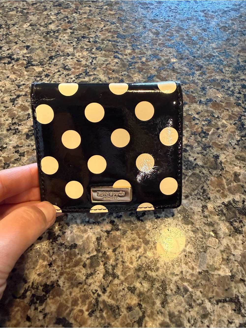 kate spade Black Leather Bifold Wallet with Red ID Window